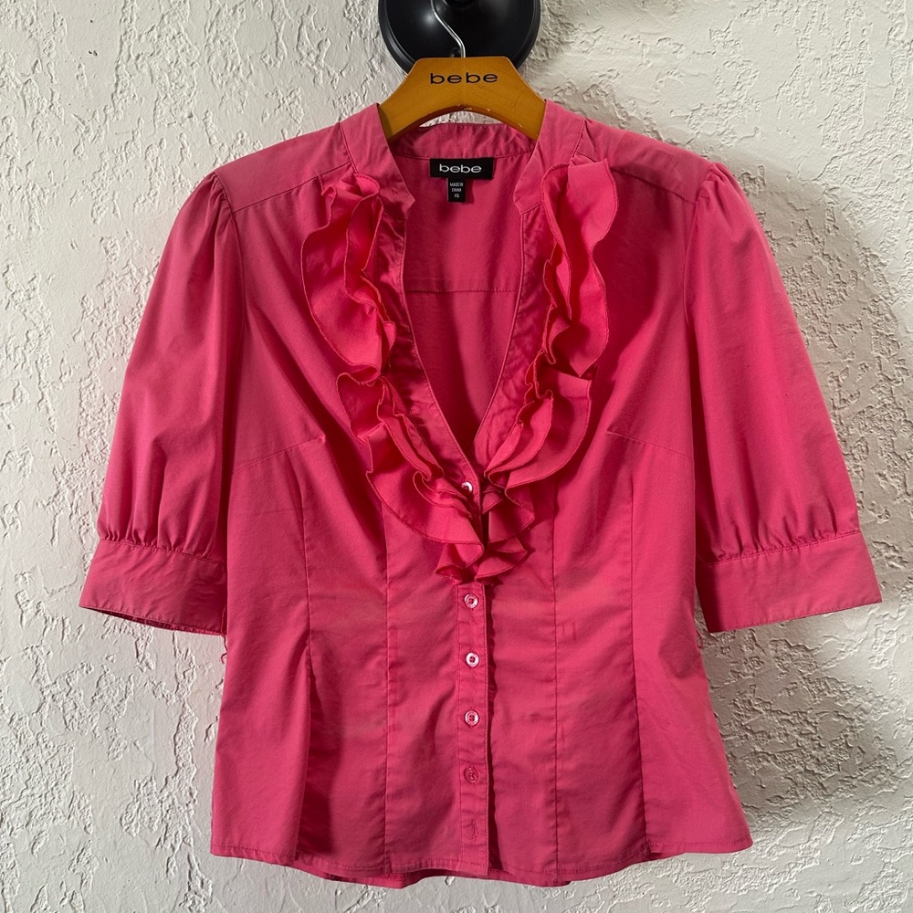 Bebe Pink Ruffled Women's Top - Picture 4 of 4
